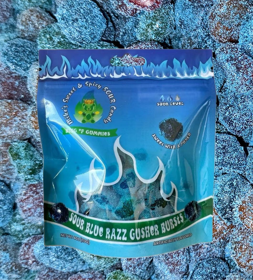 SOUR BLUE RAZZ GUSHER BURSTS 4oz 2 PACK SOUR BLUE RAZZ GUSHER BURSTS 4oz 2 PACK